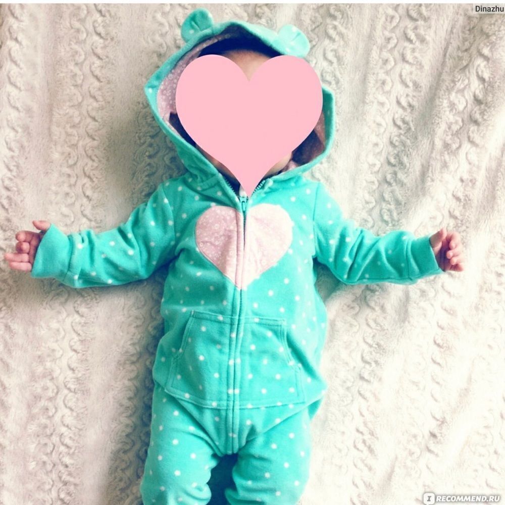 Carters 9 Month Green and White Polkadot Bodysuit